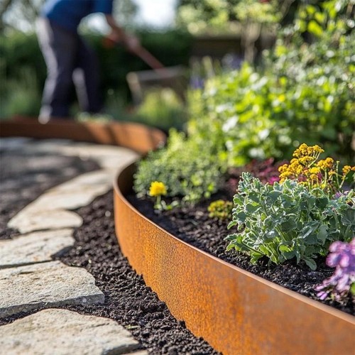 Corten steel lawn edging - steel,