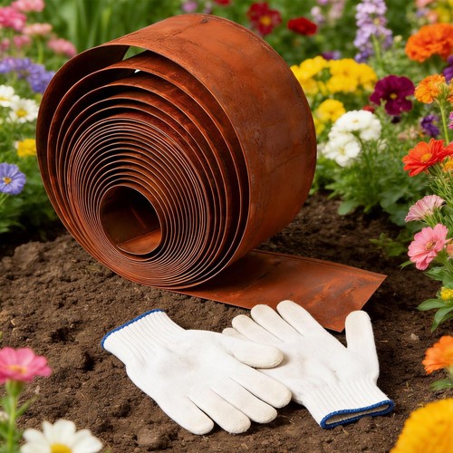 Corten steel garden edging - steel,