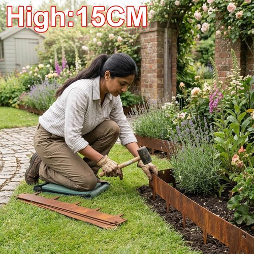 Corten steel lawn edging set - corten,