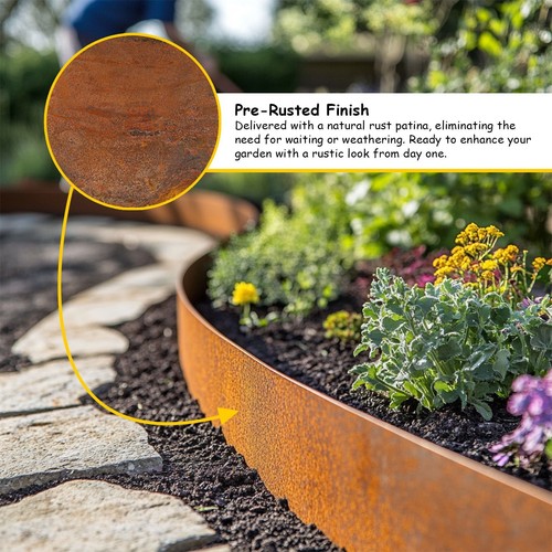 10m metal garden edging corten - 10m,